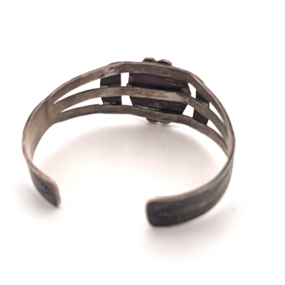 Old Navajo Fred Harvey Era Green Turquoise Chief Head Cuff Bracelet Sterling - Picture 2 of 6